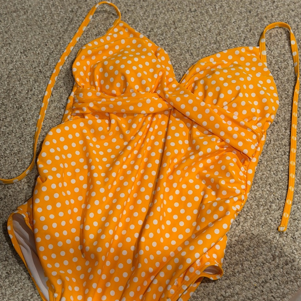Yellow Polka Dot One-Piece Swimsuit